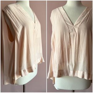 Free People Flowy Blush Pink Trapeze Tent Top Blouse Shirt